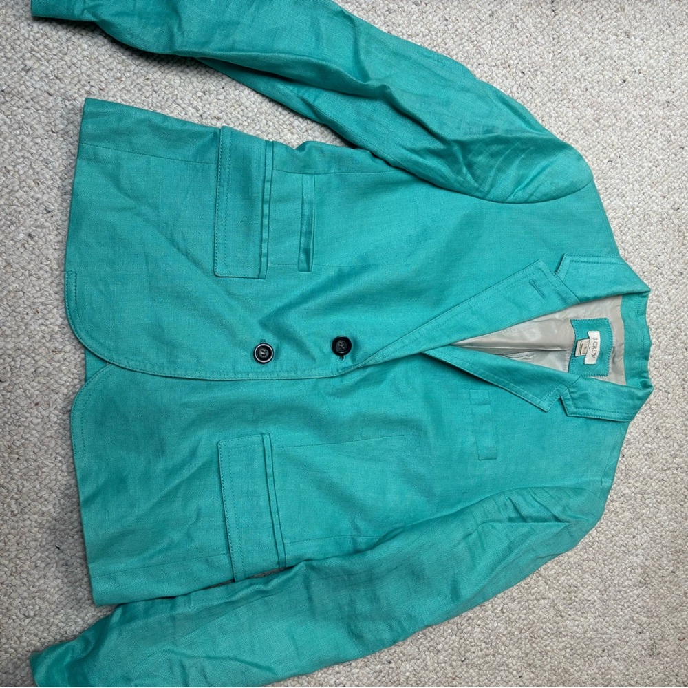 J. Crew Linen Turquoise Blazer